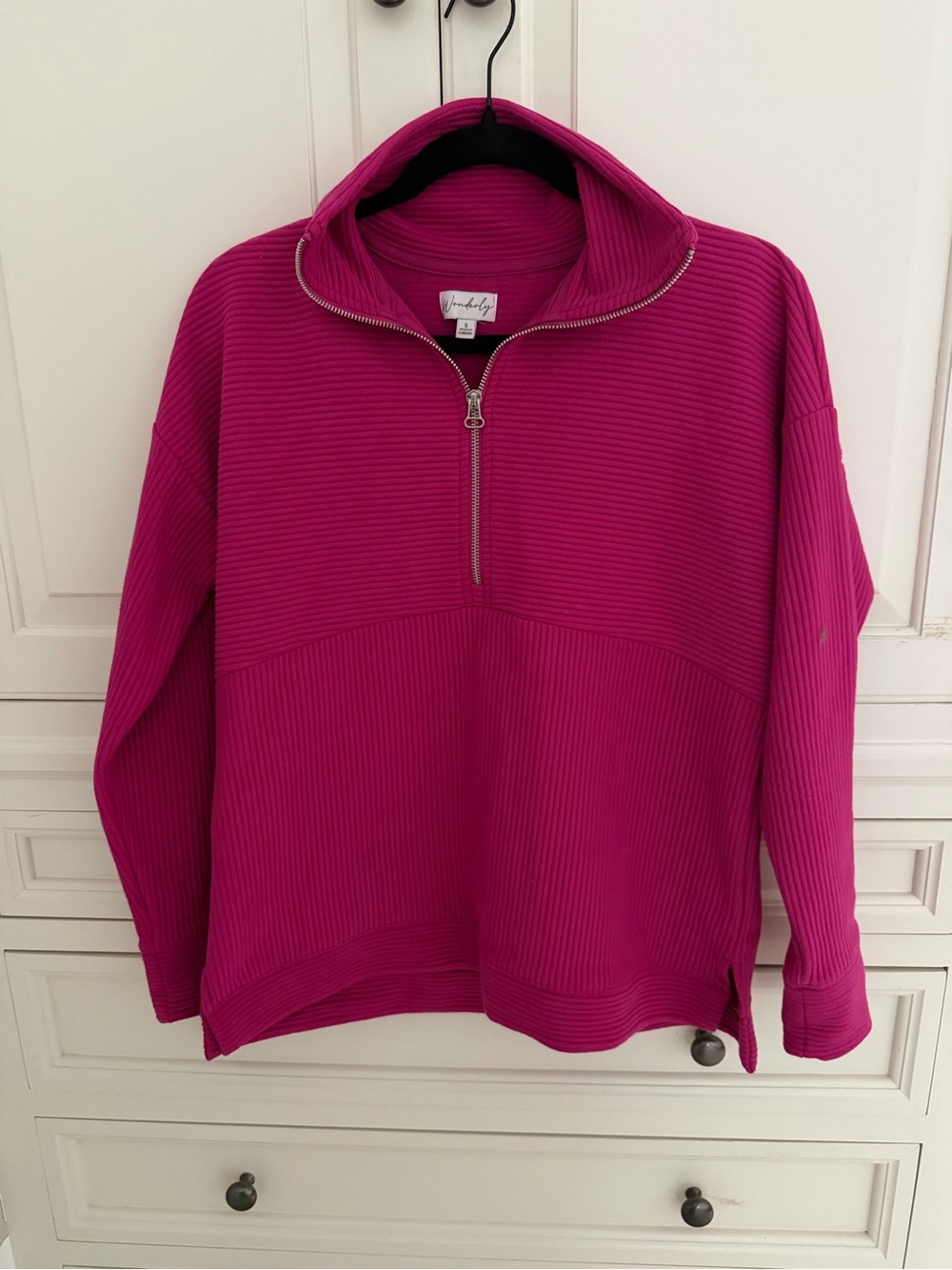 Wonderly Women’s Half-Zip Ribbed Pullover - Pink